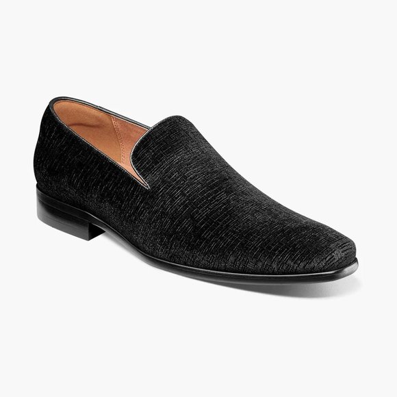 Bashwood Handmade Black Fabric Shoes With Leather Bottom